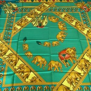 Cartier Silk Scarf Parade des Elephants Rare Vintage 1980’s-1990